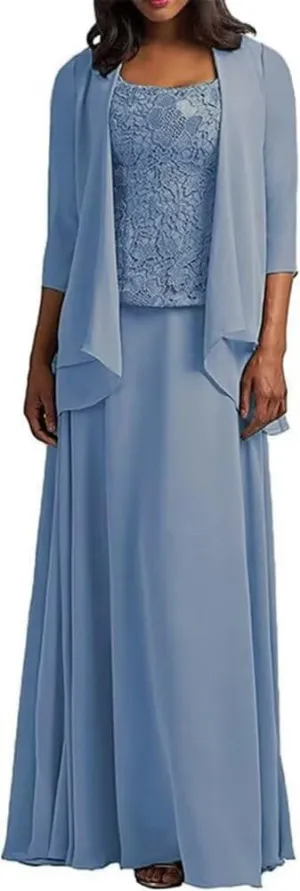 2 Pieces Mother of The Bride Dresses with Jacket Long Formal Evening Gowns for Women Mother of The Groom Dress