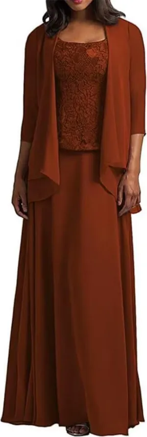2 Pieces Mother of The Bride Dresses with Jacket Long Formal Evening Gowns for Women Mother of The Groom Dress