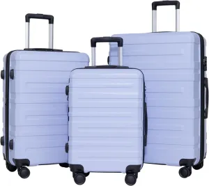 3-Piece Luggage Set with 360 Spinner Wheels, Expandable Hardshell Suitcases, 20/24/28 Inch, Secure TSA Lock, Blue Purple
