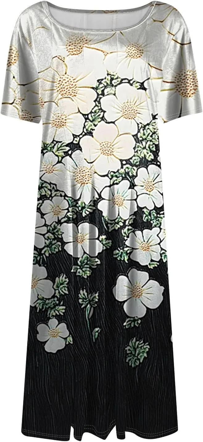 4th of July Dresses for Women midi red White and Blue Summer Dress Short Sleeve a line Round Neck Formal Dress Elegant