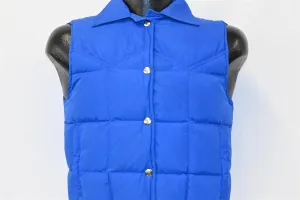 80s White Mountain Blue Snap Up Puffy Ski Vest Small