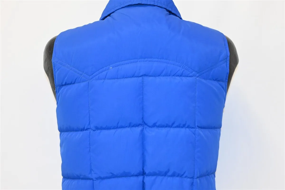 80s White Mountain Blue Snap Up Puffy Ski Vest Small