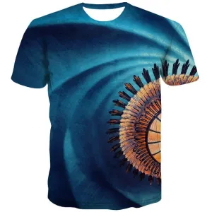 Abstract T shirts Men Psychedelic Tshirt Anime Blue Shirt Print Harajuku Tshirts Casual