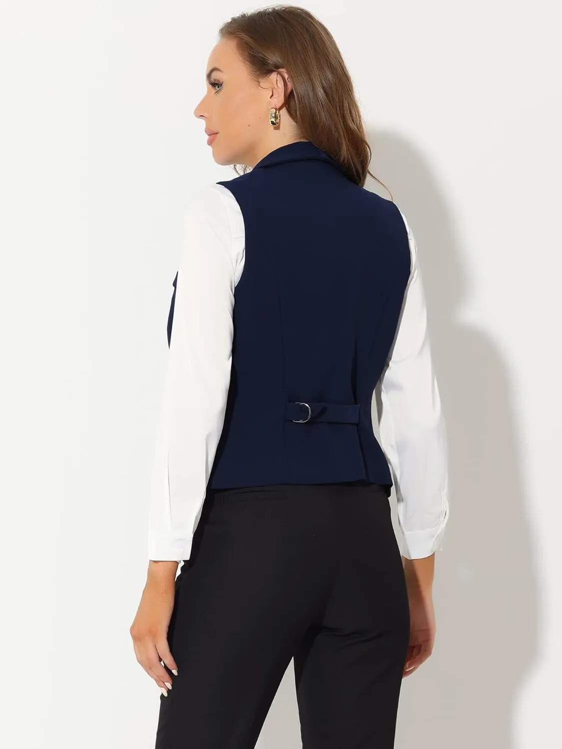 Allegra K Women's Suit Vest Double Breasted Business Lapel Dressy Waistcoat Vest
