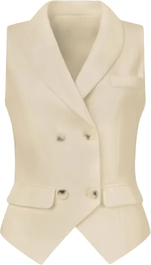 Allegra K Women's Suit Vest Double Breasted Business Lapel Dressy Waistcoat Vest