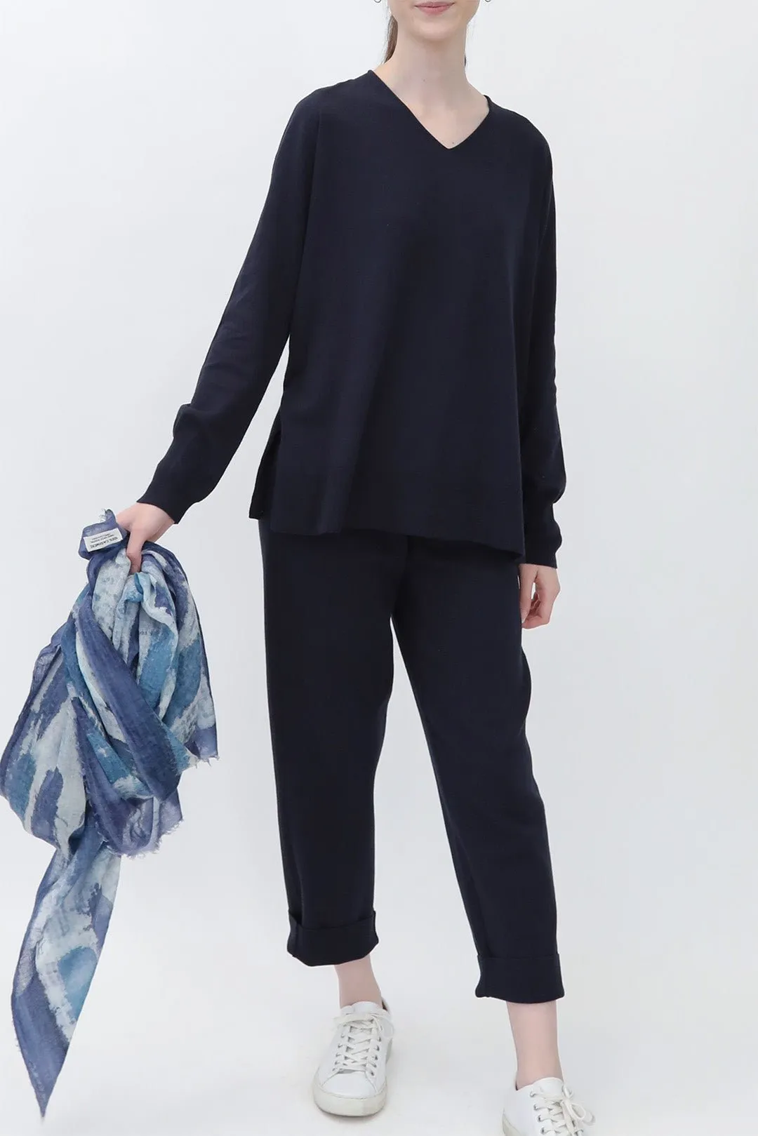 AVERY V NECK TUNIC IN DOUBLE KNIT PIMA COTTON