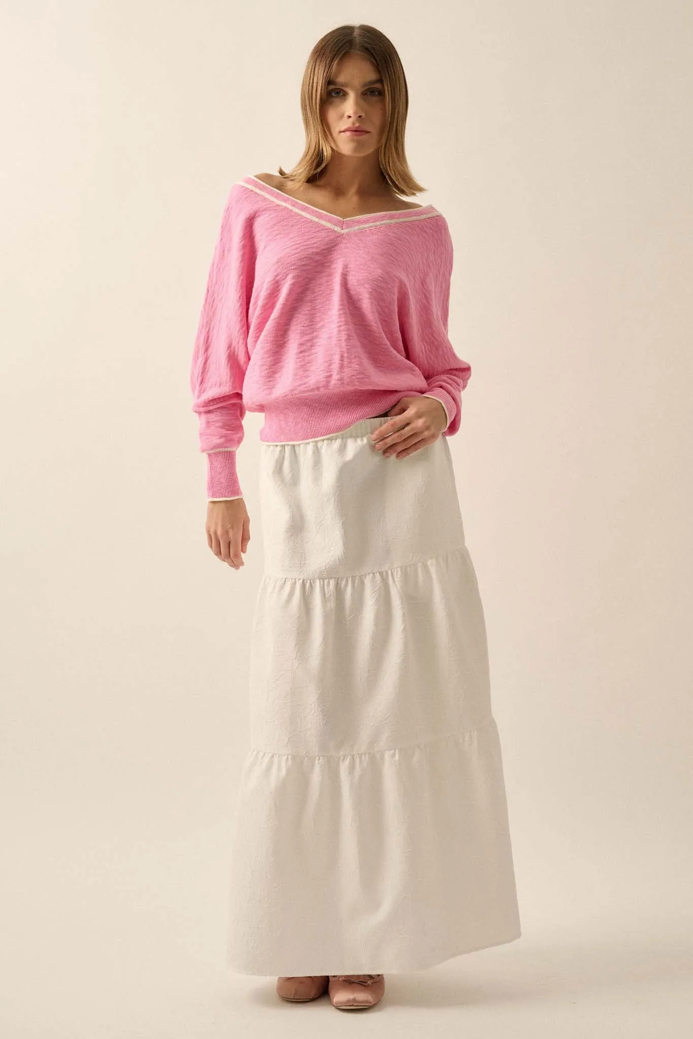 Back to the Start Button-Back Slub-Knit Sweater