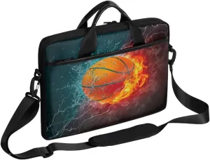 Basketball Water Fire Laptop Case Bag with Detachable Strap Waterproof Laptop Bag Notebook Carrying Case 15.6 inch Laptop Sleeve Bag for Men Women Work Travel