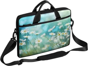 Beautiful Watercolour Chrysanthemums Laptop Case Bag with Detachable Strap Waterproof Laptop Bag Notebook Carrying Case 15.6 inch Laptop Sleeve Bag for Men Women Work Travel