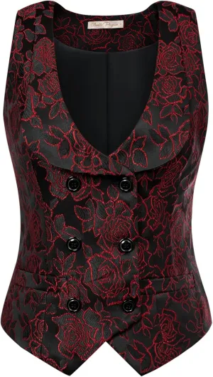 Belle Poque Waistcoat Vest for Women Jacquard Suit Vest Steampunk Gothic Medieval Style