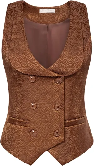 Belle Poque Waistcoat Vest for Women Jacquard Suit Vest Steampunk Gothic Medieval Style
