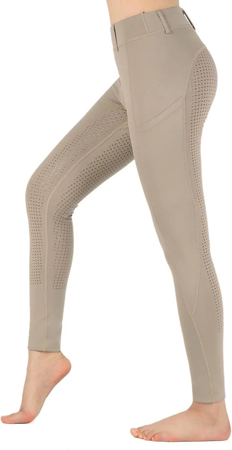 beroy Horse Riding -Pants Women Equestrian-Breeches - Ladies Training Horseback Riding Tights Full Seat Silicone Pockets