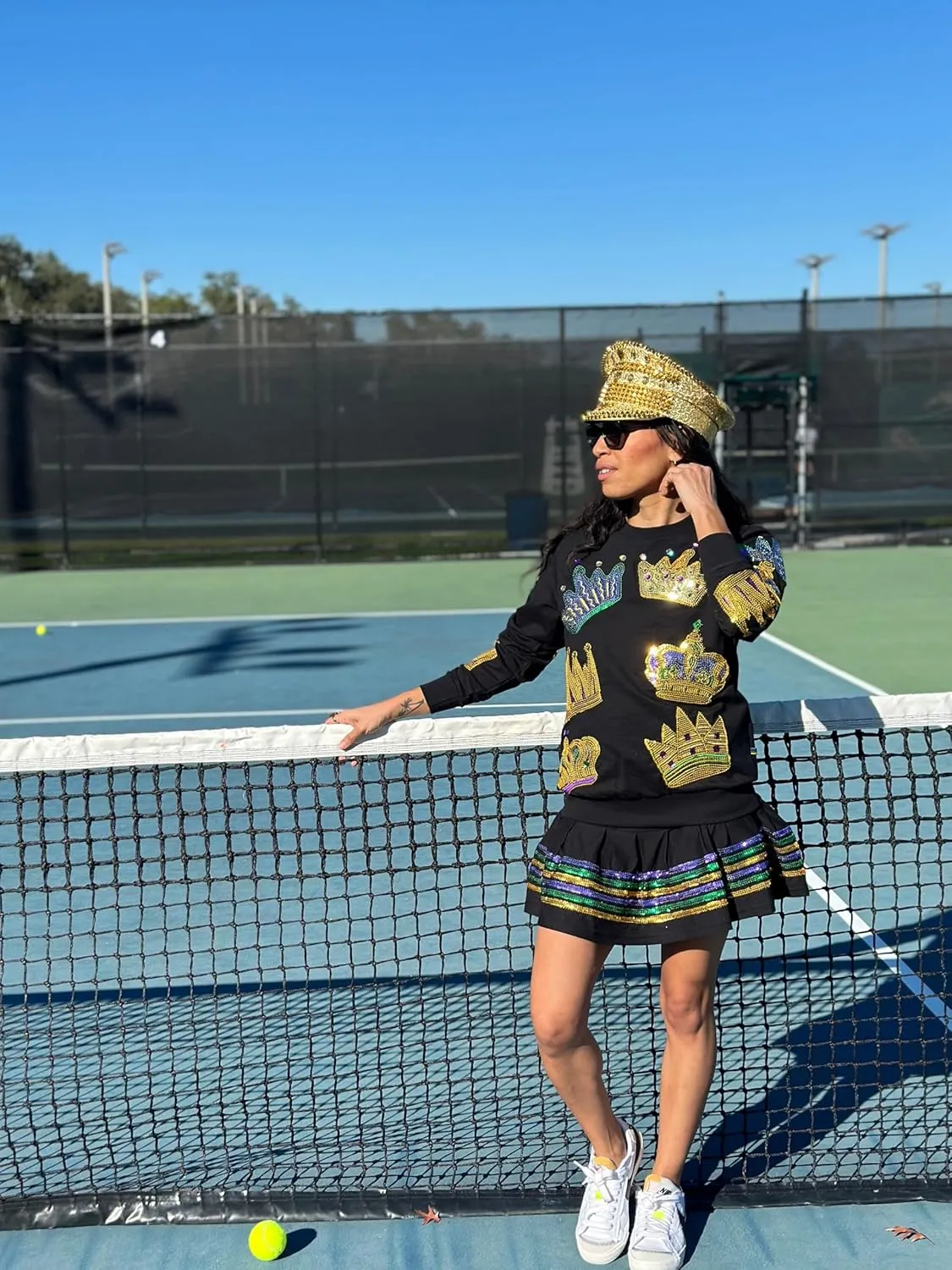 Black Sequin Stripe Adult Mardi Gras Skort - S/M, L/XL, 2XL/3XL