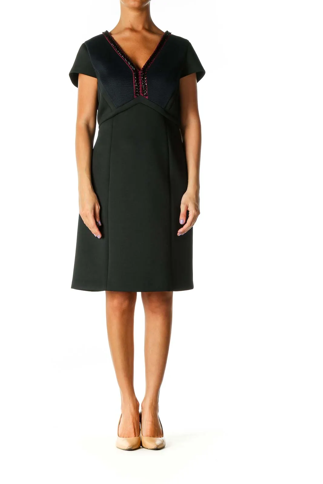 Black Textured Chic Shift Dress