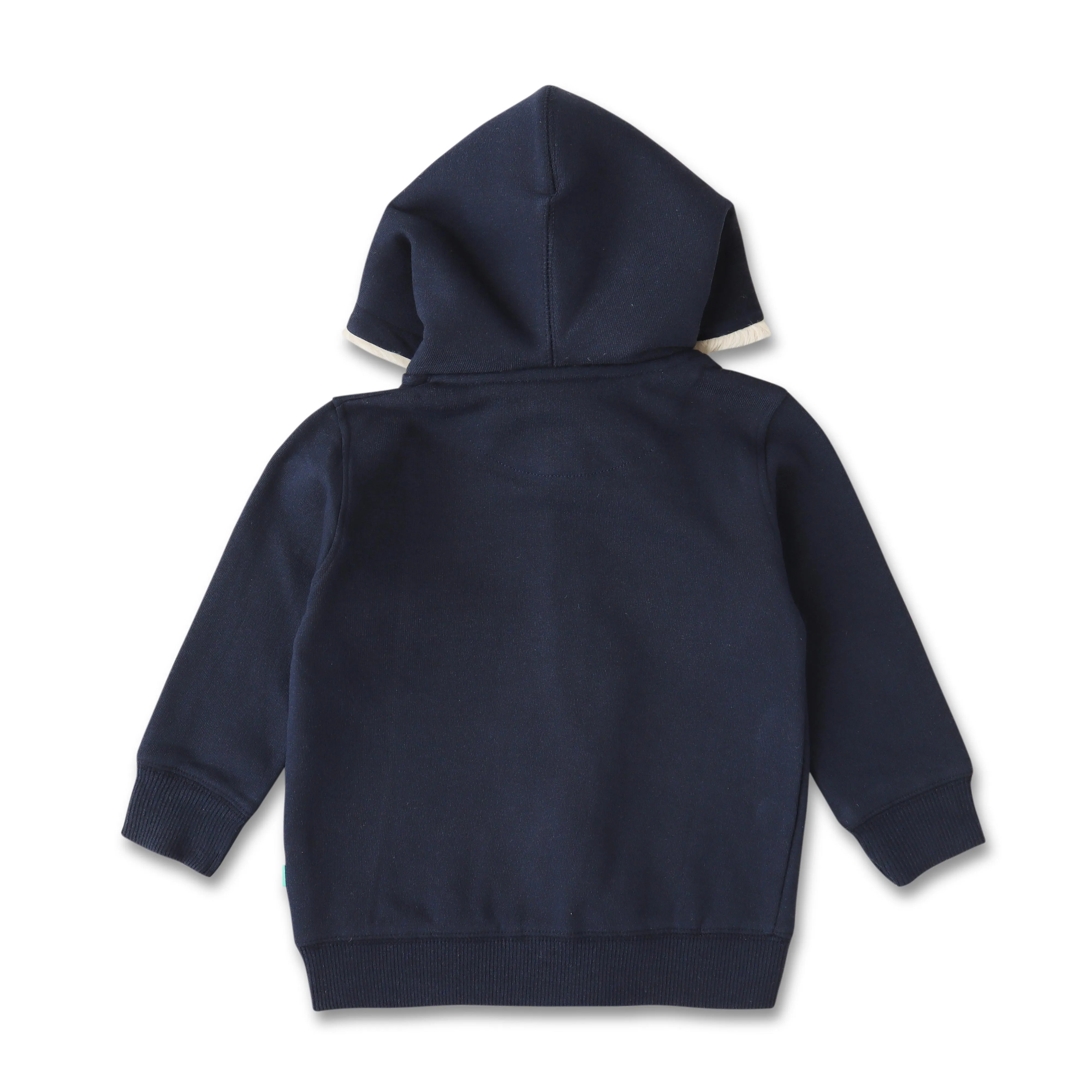 Boys' Fleece-Lined Space-Themed Hoodie  Cozy Zip-Up Jacket with Astronaut & Planet Design - Navy