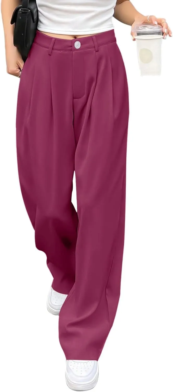 Business Casual Pants for Women Long Women Straight Leg High Waist Pants Going Out Walking Loose Fit Work Trousers