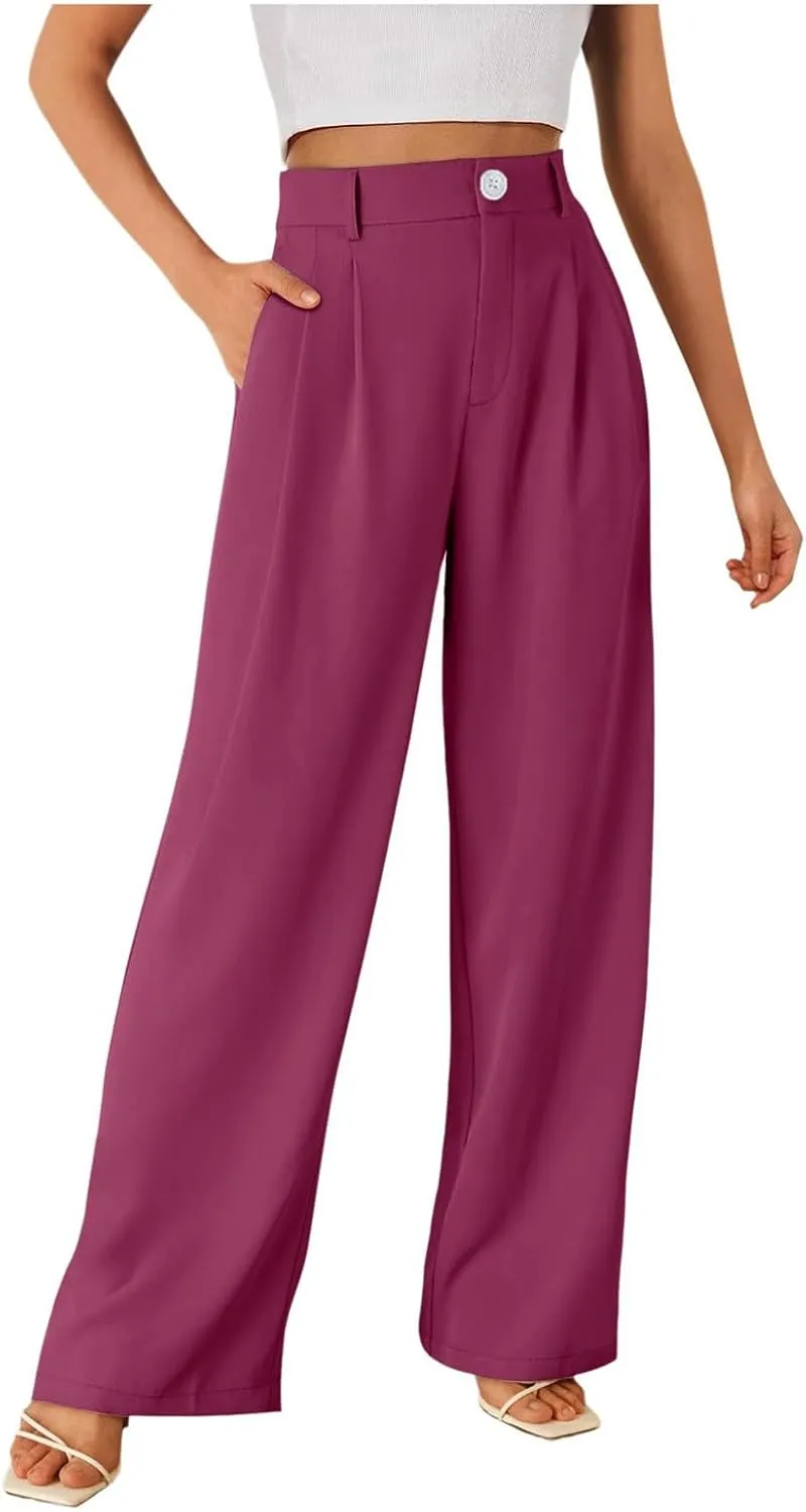 Business Casual Pants for Women Long Women Straight Leg High Waist Pants Going Out Walking Loose Fit Work Trousers