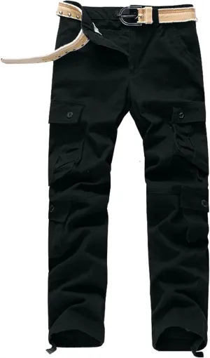 Cargo Pants Men Casual Stylish Multi Pockets Solid Cotton Straight Trousers Skinny-Fit Outdoor Fashion Sweatpants