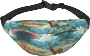 cartoon deer Boys large waist bag, travel crossbody waist bag, suitable for enjoying sports, running, cycling, travel, fishing