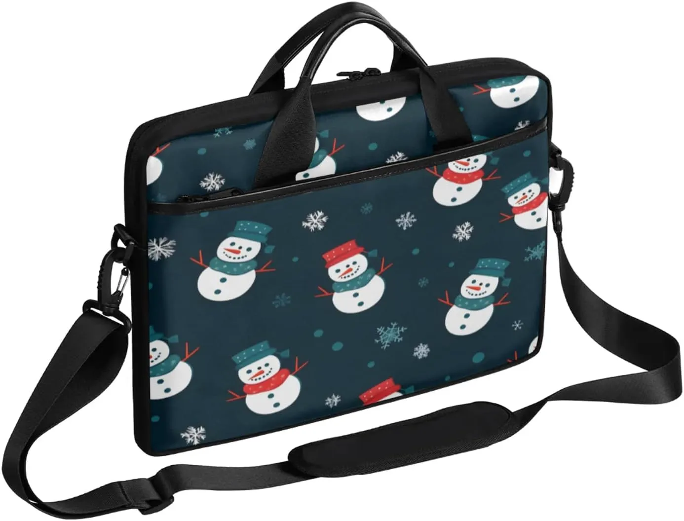 Cartoon Snowman Snowflake Laptop Case Bag with Detachable Strap Waterproof Laptop Bag Notebook Carrying Case 15.6 inch Laptop Sleeve Bag for Men Women Work Travel