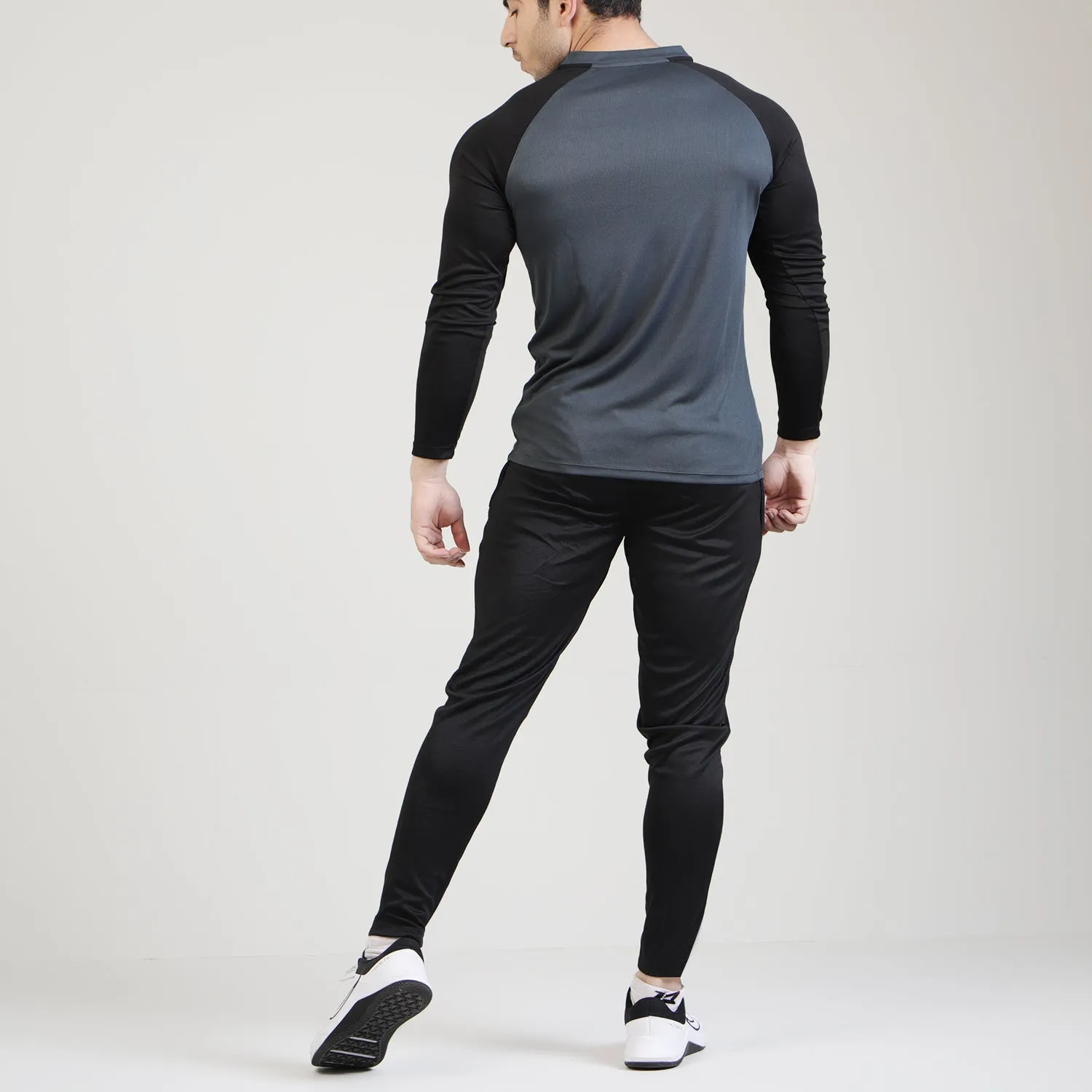 Charcoal And Black Raglan Summer Tracksuit