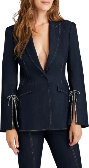 Cinq  Sept Women's Crystal Denim Bow Cheyenne Blazer