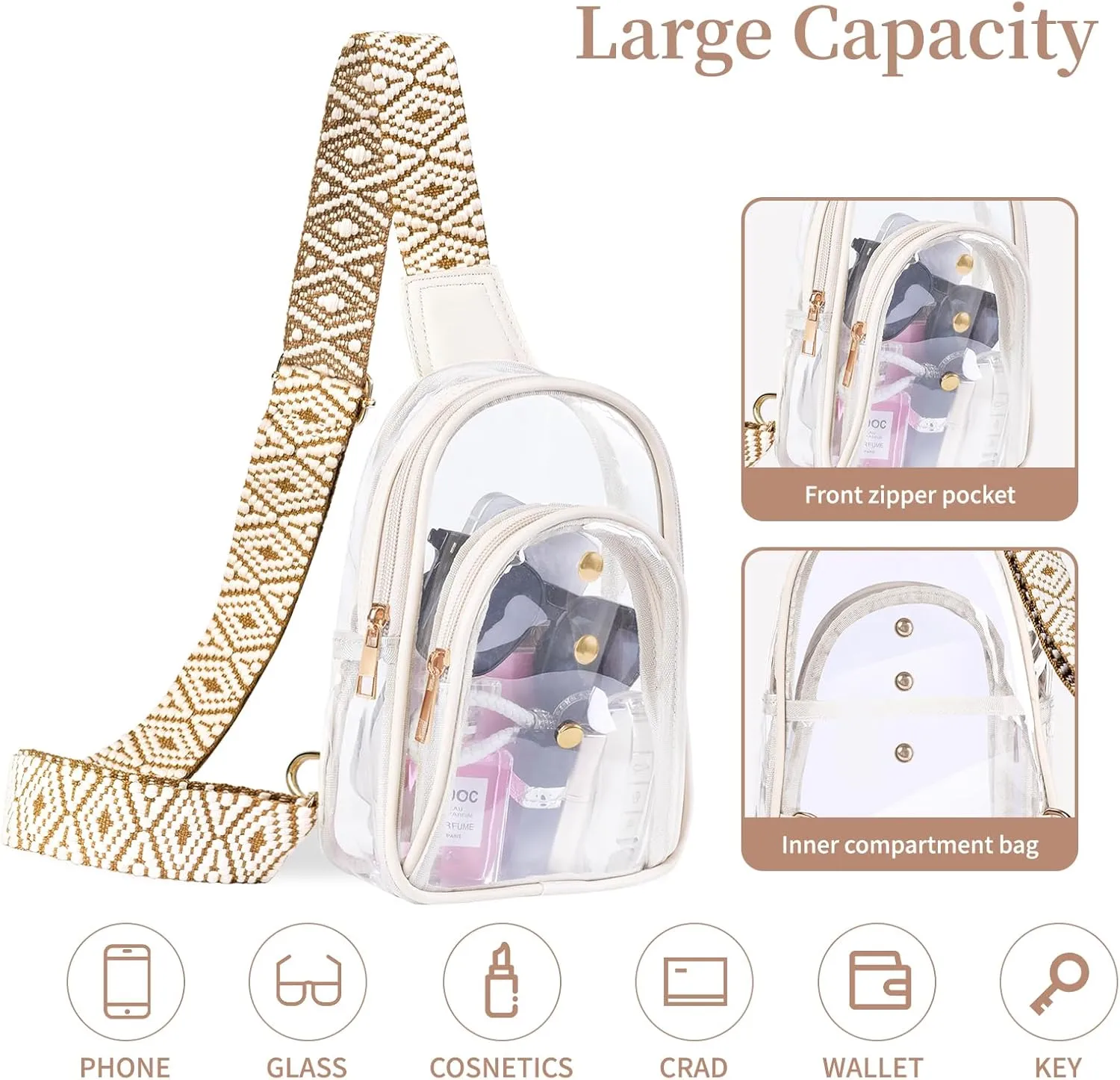Clear Sling Bag for Stadium Events, Crossbody Bag for Women - Stadium Approved