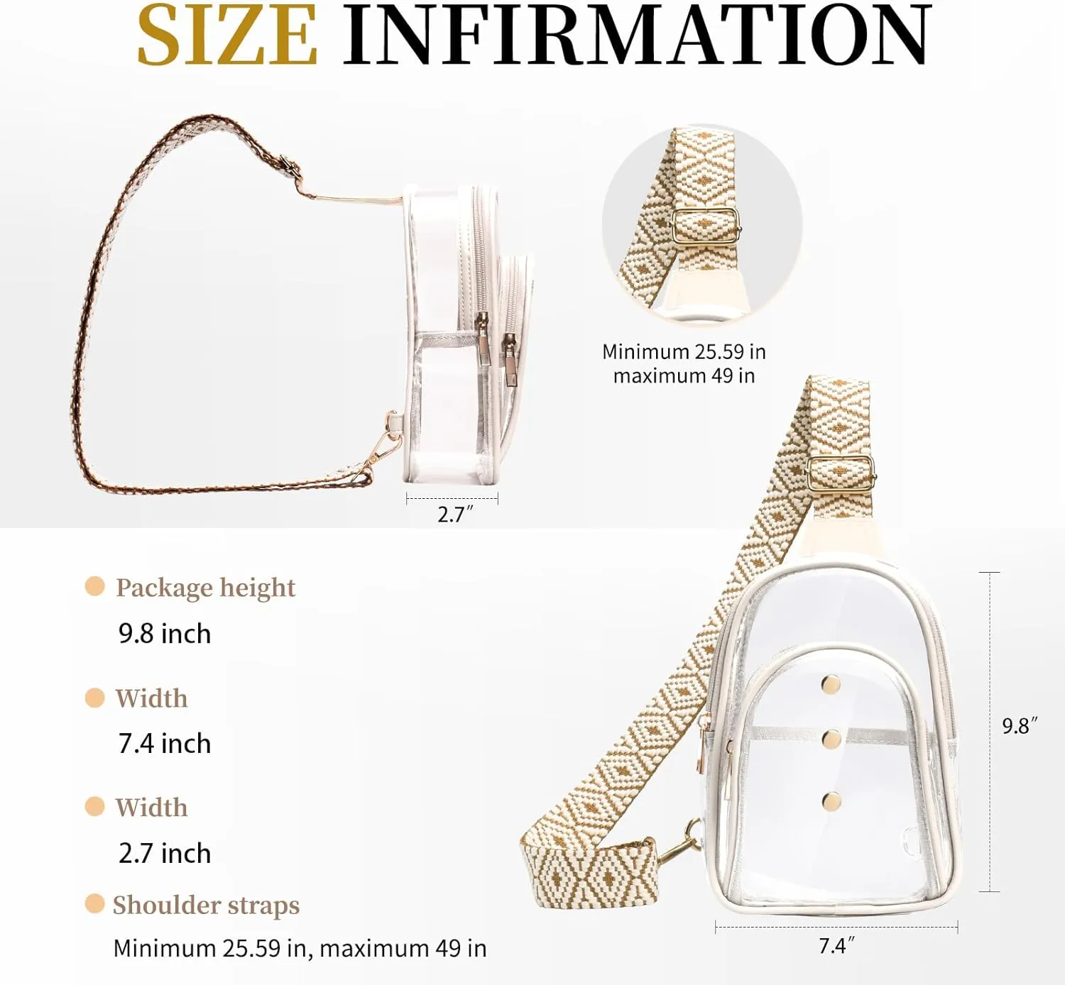 Clear Sling Bag for Stadium Events, Crossbody Bag for Women - Stadium Approved