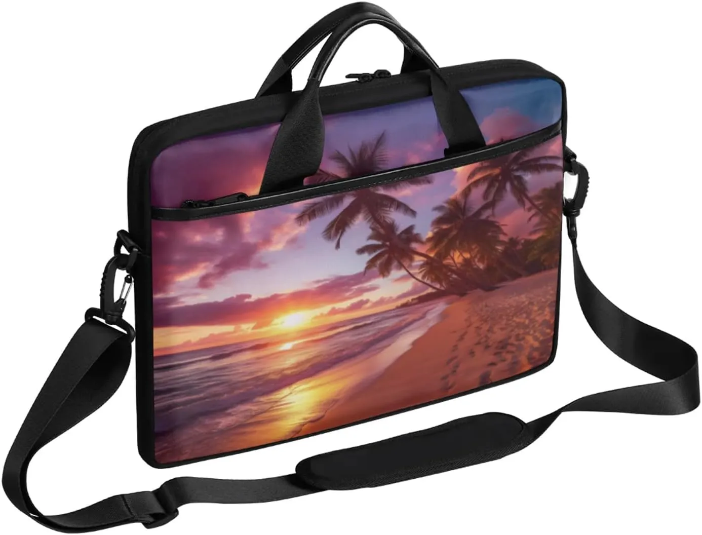 Coconut Island Sunset Laptop Case Bag with Detachable Strap Waterproof Laptop Bag Notebook Carrying Case 15.6 inch Laptop Sleeve Bag for Men Women Work Travel