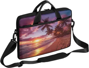 Coconut Island Sunset Laptop Case Bag with Detachable Strap Waterproof Laptop Bag Notebook Carrying Case 15.6 inch Laptop Sleeve Bag for Men Women Work Travel