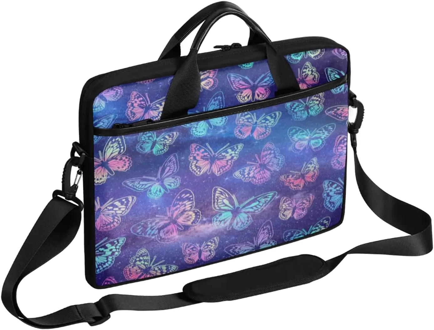 Colorful Star Butterflies Laptop Case Bag with Detachable Strap Waterproof Laptop Bag Notebook Carrying Case 15.6 inch Laptop Sleeve Bag for Men Women Work Travel