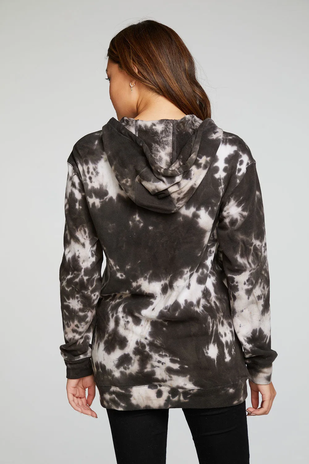 Cotton Fleece Long Sleeve Zip Up Tunic Length Hoodie