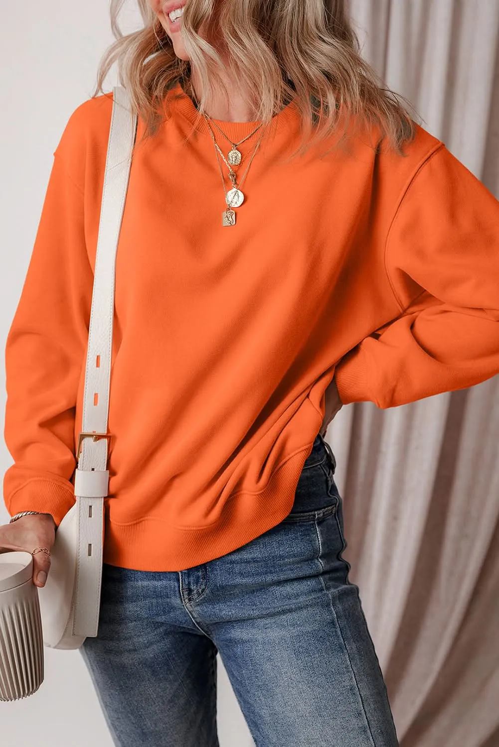 Cozy russet orange fleece sweatshirt