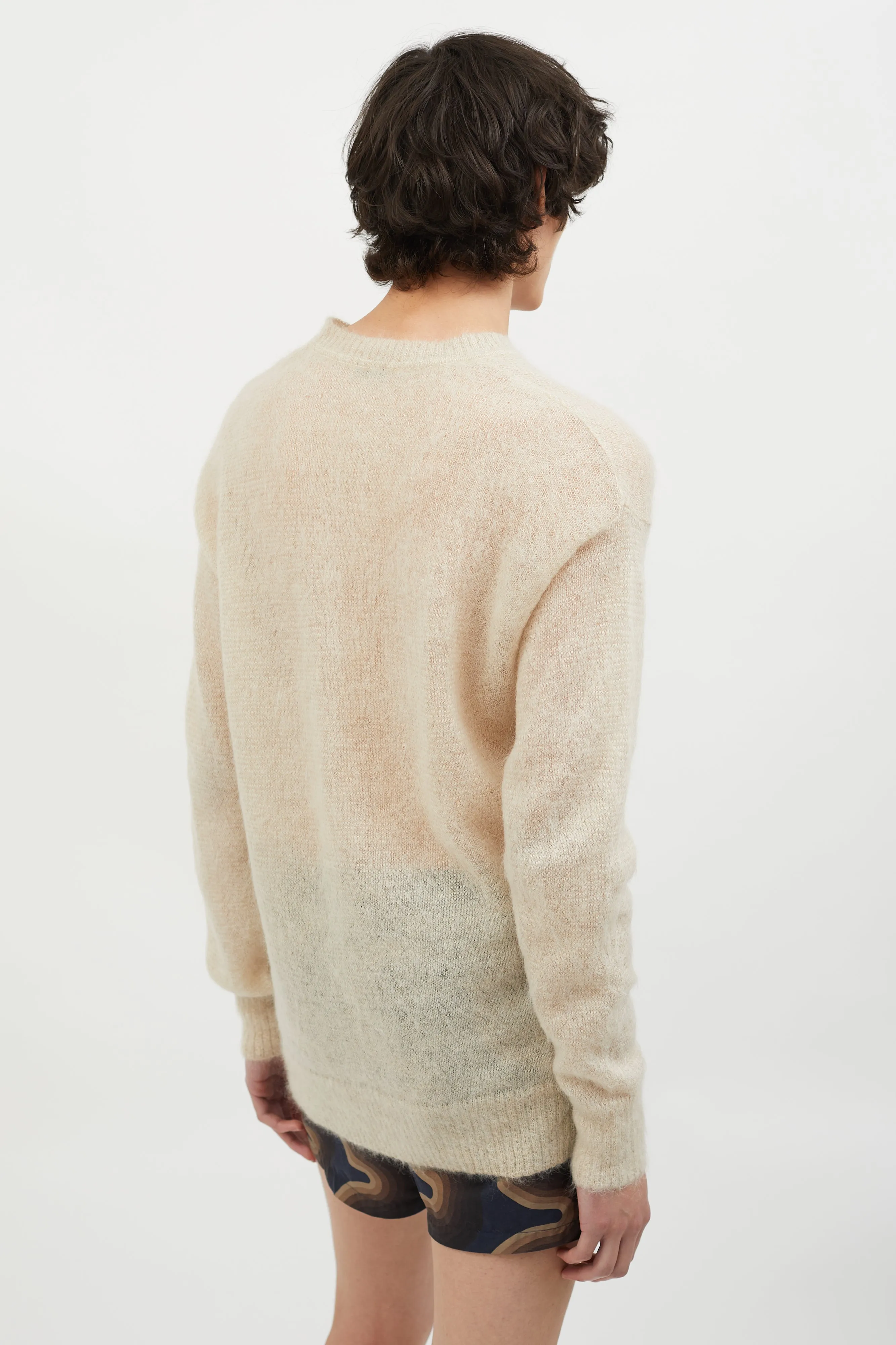 Cream V-Neck Knit Sweater