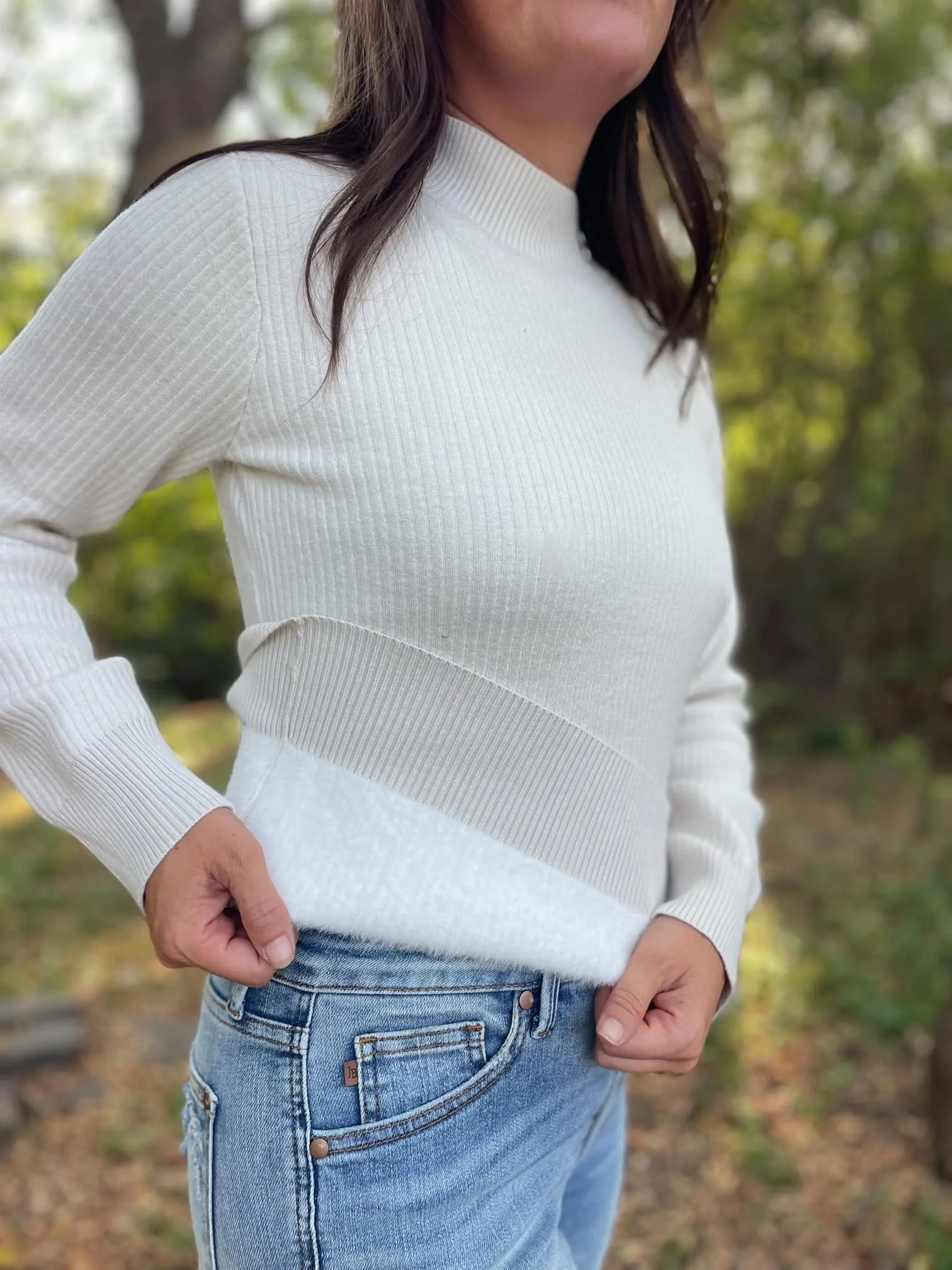 Cuddle Up Fleece Lined Sweater in Beige
