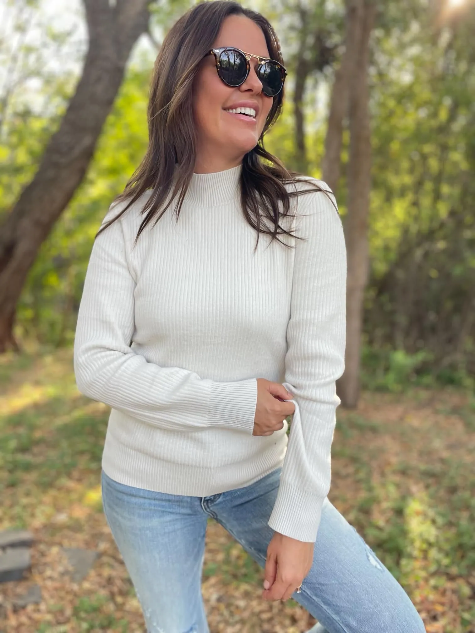 Cuddle Up Fleece Lined Sweater in Beige