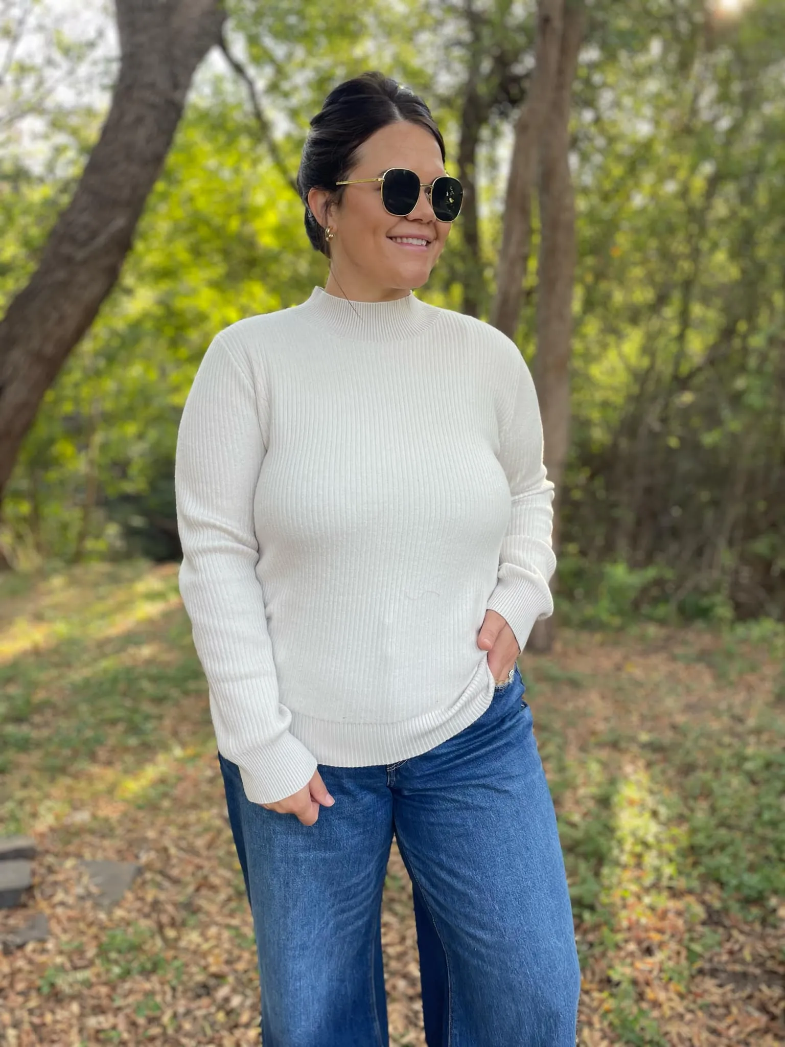 Cuddle Up Fleece Lined Sweater in Beige