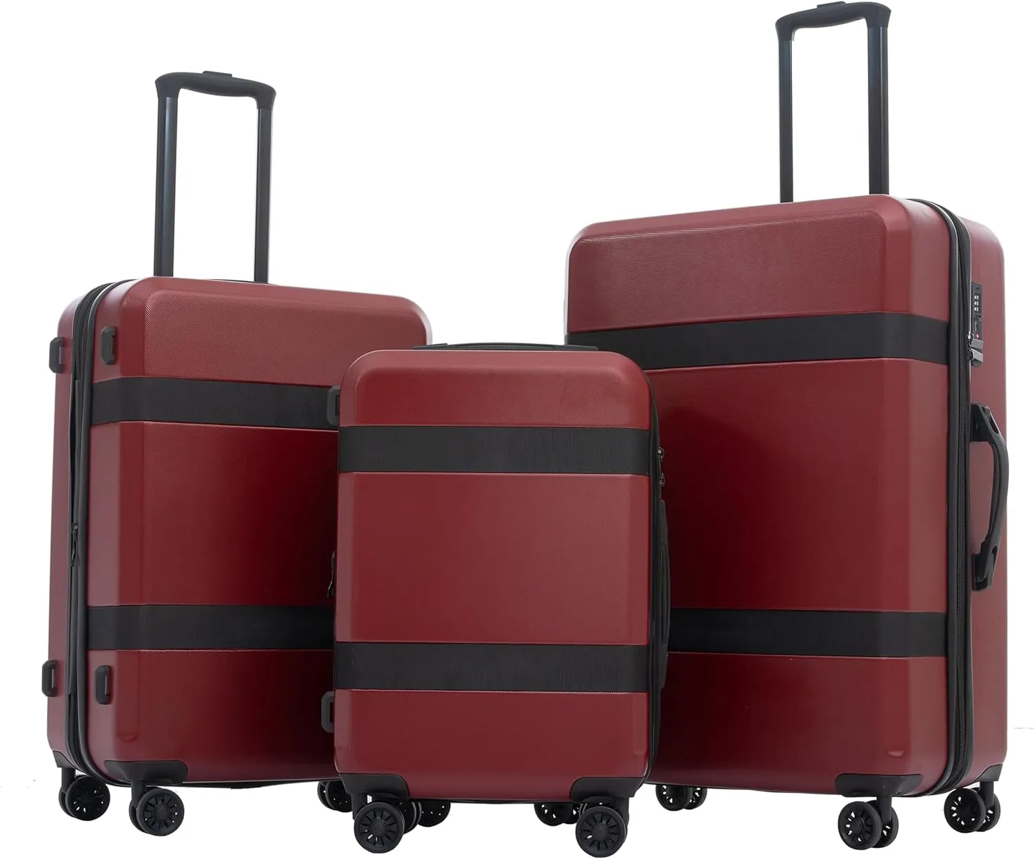 CuisinSmart 3 Piece Luggage Set, PC ABS Hardside Lightweight Suitcase with Spinner Wheels, TSA Lock,Expandable Hardside Carry-On Luggage (20/24/28), Red