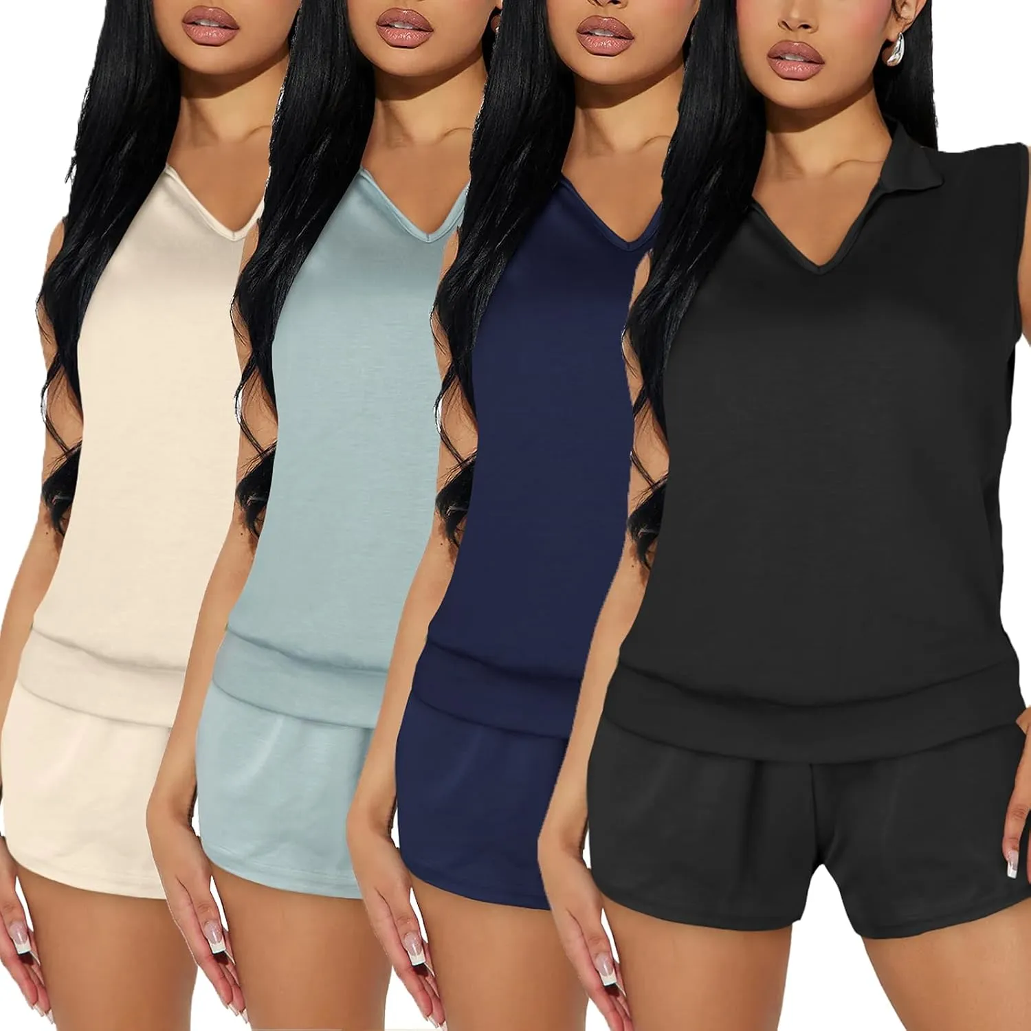 CUTUBLY Women's 2 Piece Sets Casual Loose Rompers Short Pants Lounge Sets Summer Jumpsuits Tracksuit