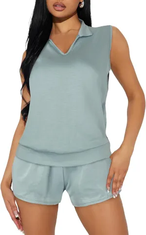 CUTUBLY Women's 2 Piece Sets Casual Loose Rompers Short Pants Lounge Sets Summer Jumpsuits Tracksuit