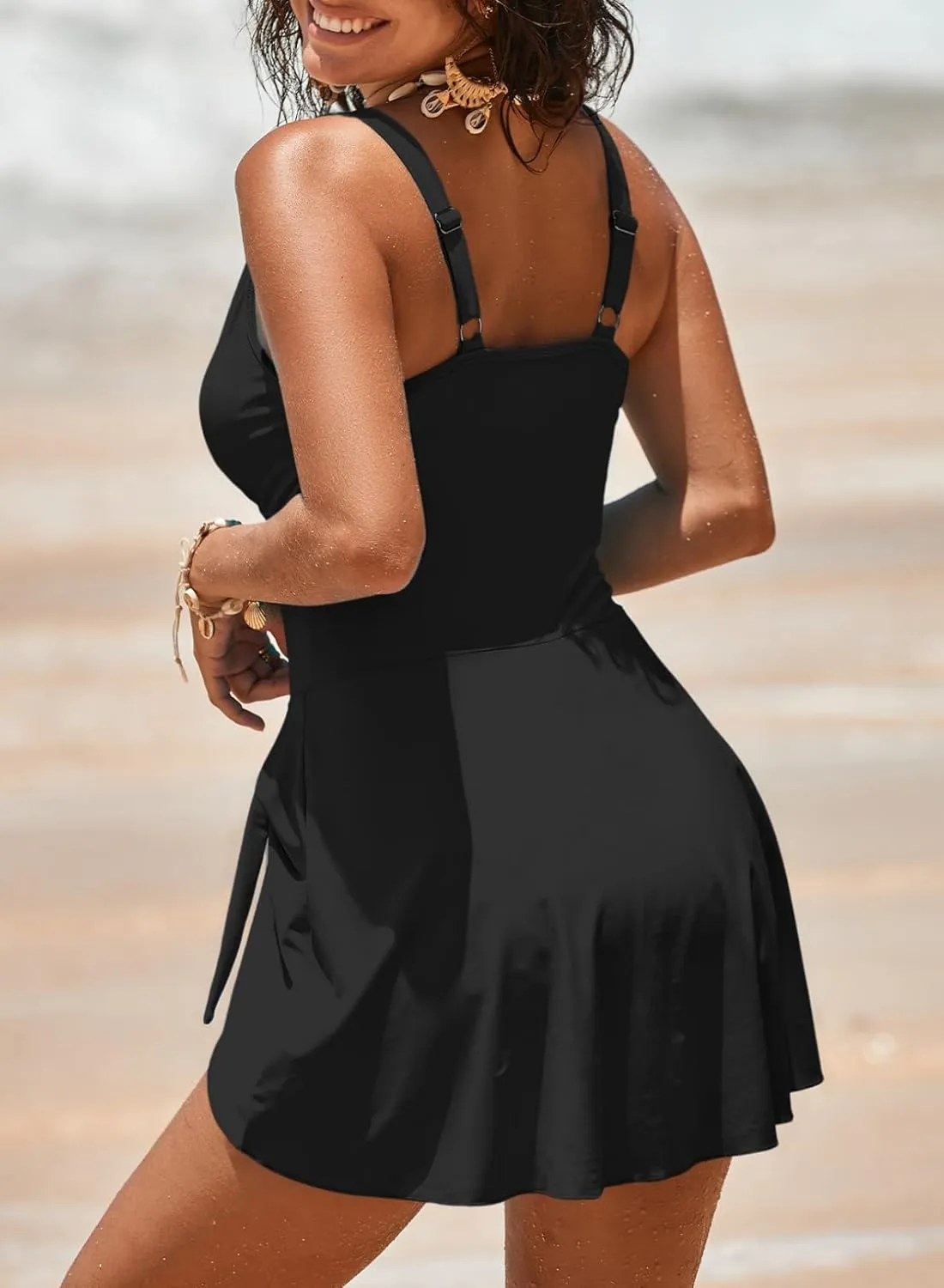 Dokotoo Womens Swimsuits One Piece Swim Suits for Women 2024 Tummy Control Bathing Suit Swim Dress Swimwear