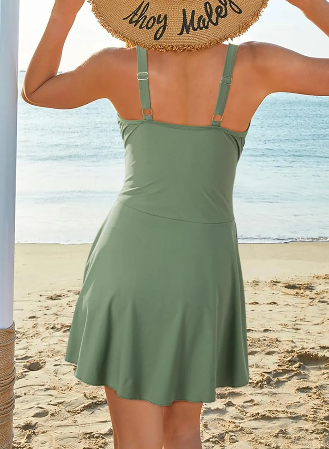 Dokotoo Womens Swimsuits One Piece Swim Suits for Women 2024 Tummy Control Bathing Suit Swim Dress Swimwear