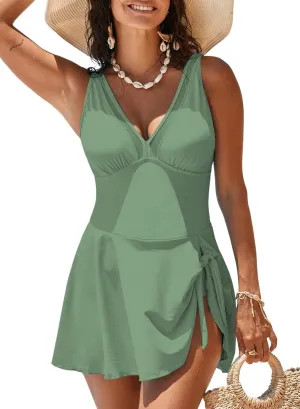 Dokotoo Womens Swimsuits One Piece Swim Suits for Women 2024 Tummy Control Bathing Suit Swim Dress Swimwear