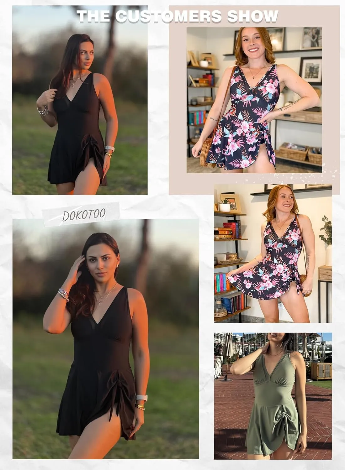 Dokotoo Womens Swimsuits One Piece Swim Suits for Women 2024 Tummy Control Bathing Suit Swim Dress Swimwear