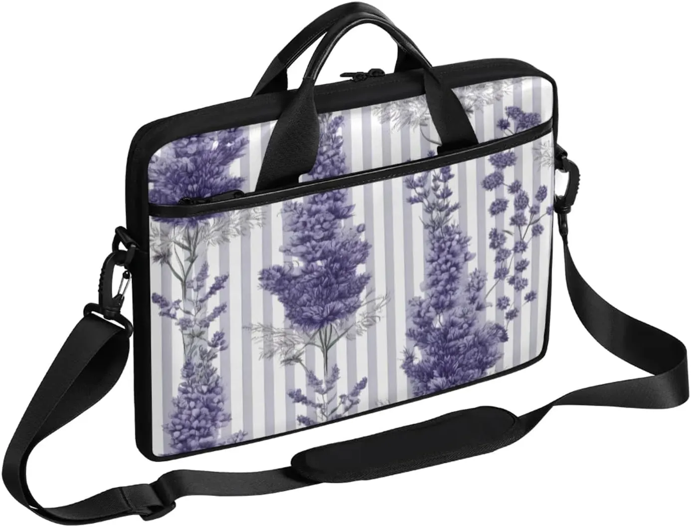 Dreamy Striped Flowers Laptop Case Bag with Detachable Strap Waterproof Laptop Bag Notebook Carrying Case 15.6 inch Laptop Sleeve Bag for Men Women Work Travel