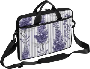 Dreamy Striped Flowers Laptop Case Bag with Detachable Strap Waterproof Laptop Bag Notebook Carrying Case 15.6 inch Laptop Sleeve Bag for Men Women Work Travel