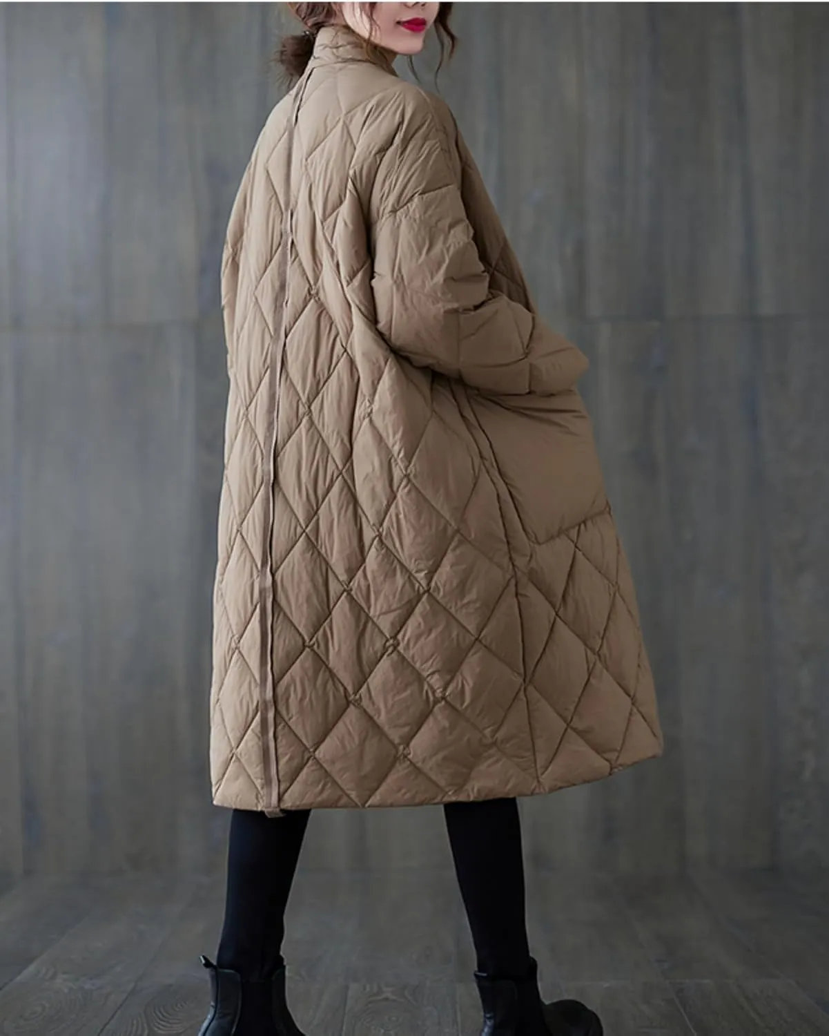 ellazhu Women's Lightweight Quilted Jacket Padded Winter Solid Button Puffer Coat GZ69