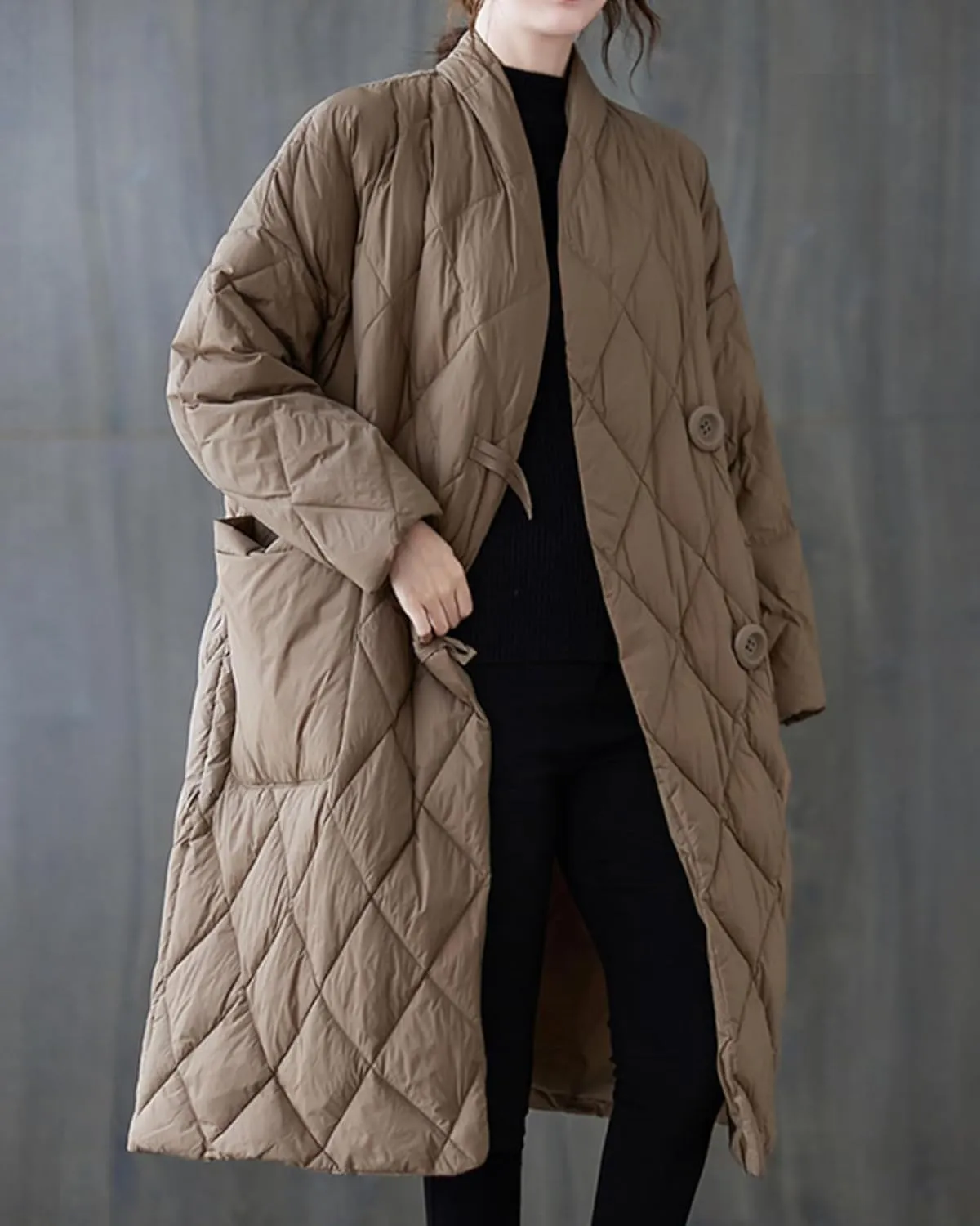 ellazhu Women's Lightweight Quilted Jacket Padded Winter Solid Button Puffer Coat GZ69