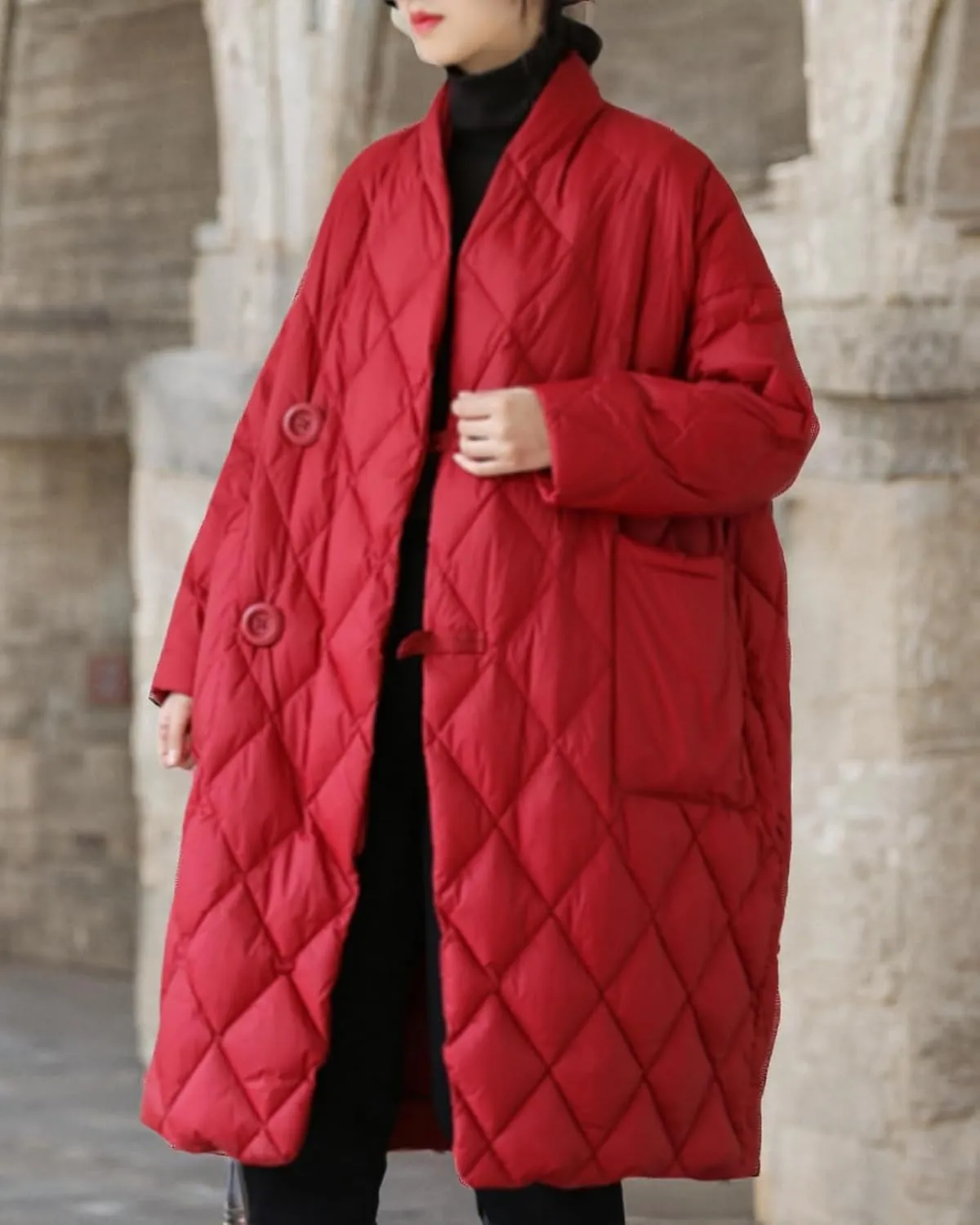 ellazhu Women's Lightweight Quilted Jacket Padded Winter Solid Button Puffer Coat GZ69