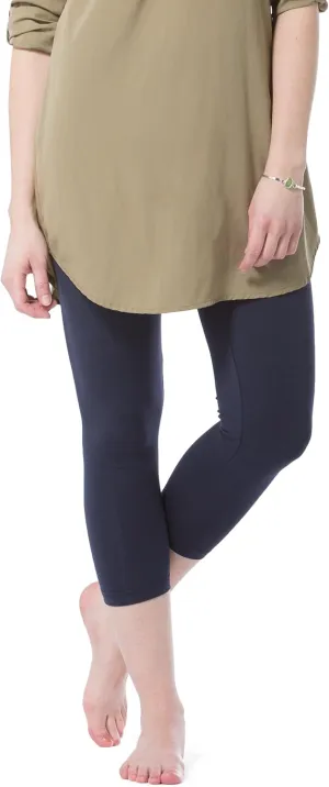Fishers Finery Ecofabric Capri Legging; Casual Lounge Legging (Navy, XL)